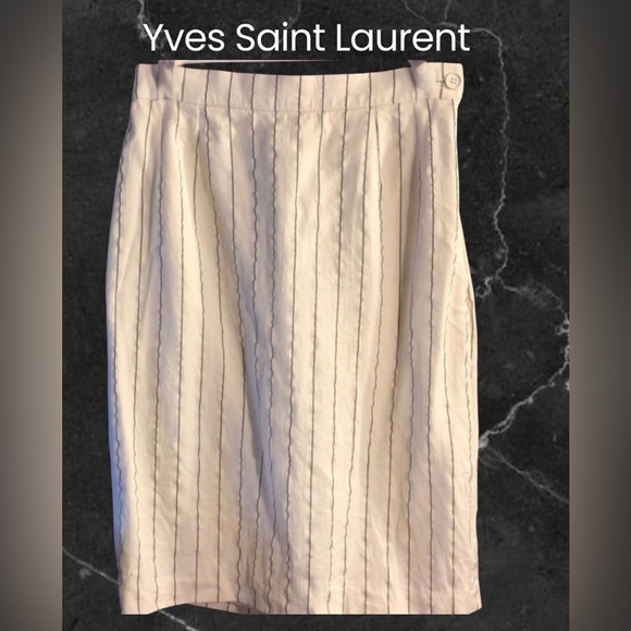 Yves Saint Laurent - vintage 80’s - cream & black - Classic Pencil Skirt - S - Picture 1 of 6